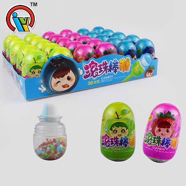Lollipop pressed candy with fruity mini candy